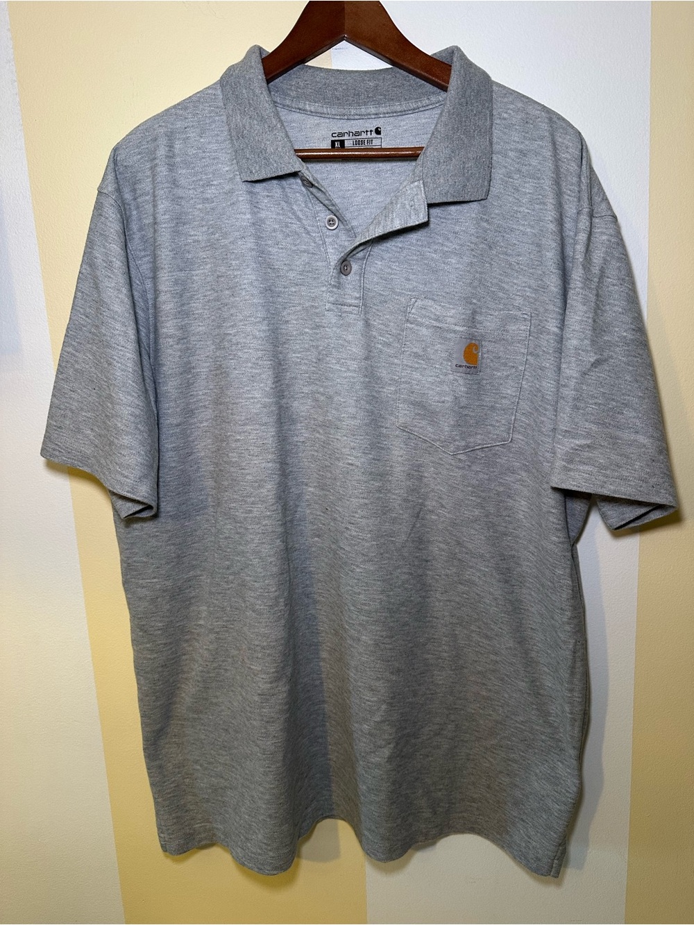 Carhartt Men’s Heather Gray Short-Sleeve Polo with Pocket XL Loose Fit